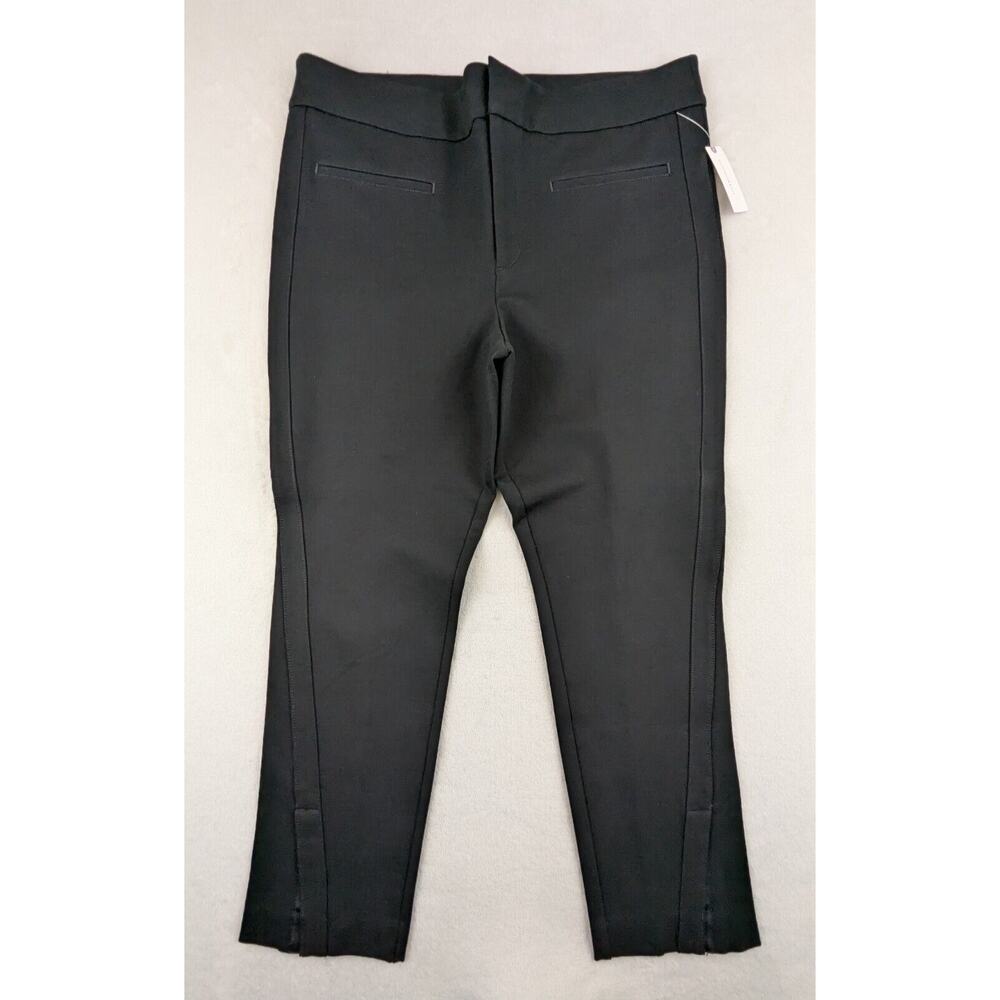 By Anthropologie sz 16 Ponte Knit Pants black slits at front of legs 0268